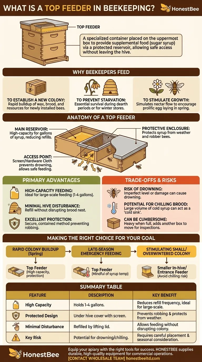 양봉에서 탑 피더(Top Feeder)란 무엇인가요? 고용량 먹이 공급을 위한 전략적 도구 시각적 가이드