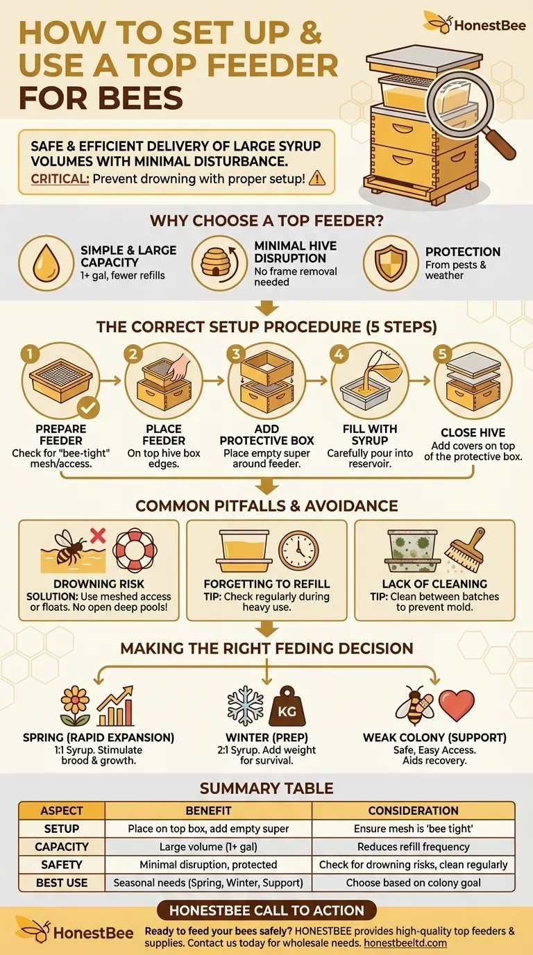 How do you set up and use a top feeder for bees? A Step-by-Step Guide for Safe Feeding Visual Guide