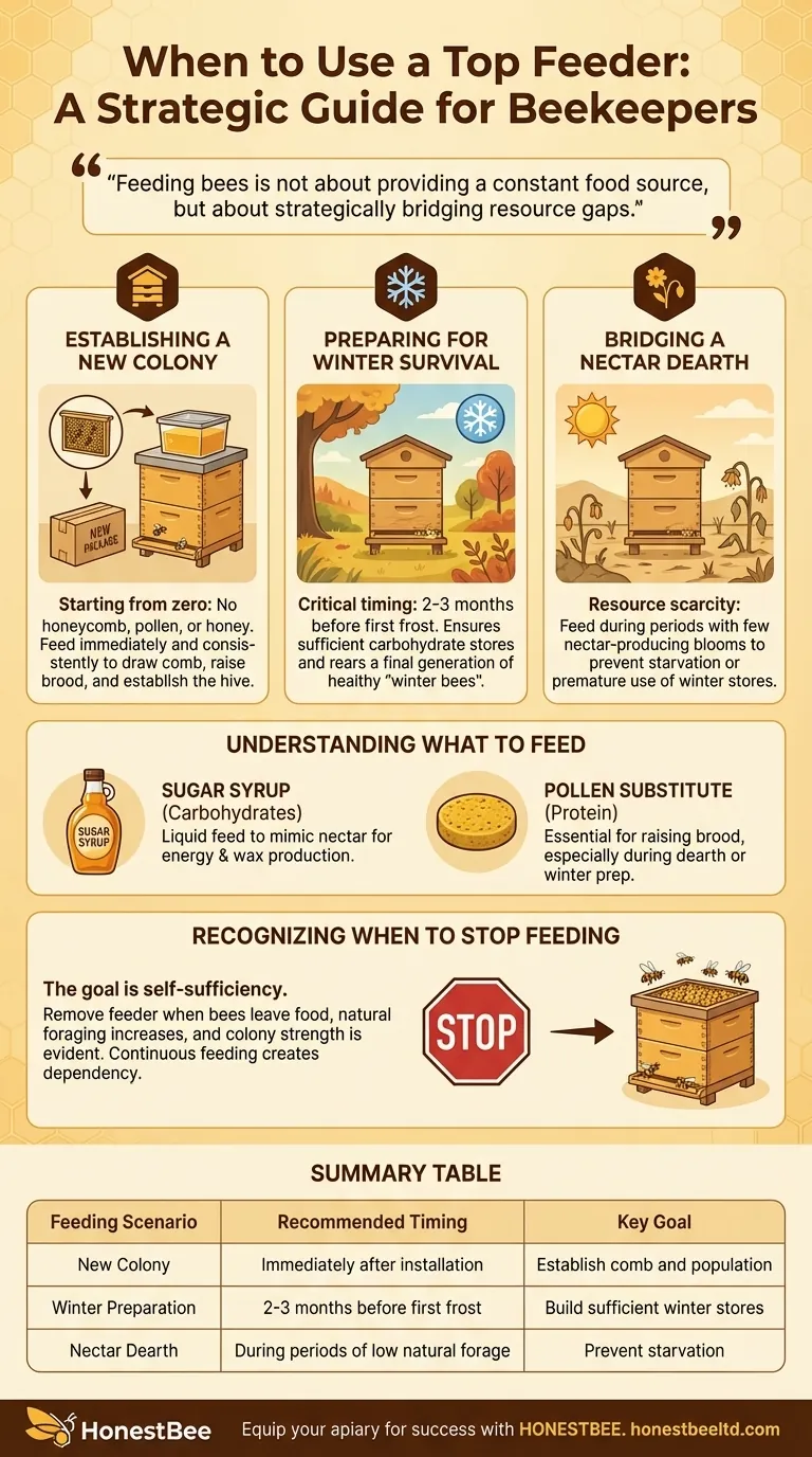 When should beekeepers feed bees using a top feeder? Strategic Feeding for Healthy, Resilient Colonies Visual Guide