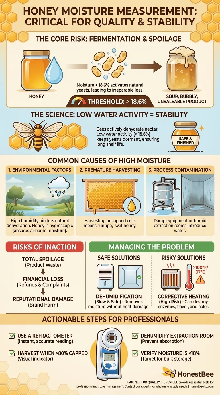 Why is it important to measure the moisture content of honey before harvesting? Prevent Fermentation & Ensure Quality Visual Guide