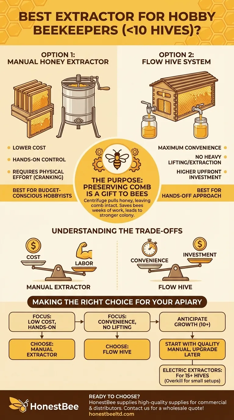 Quale tipo di smielatore è il migliore per gli apicoltori hobbisti con meno di 10 arnie? Uno smielatore manuale è la scelta migliore Guida Visiva