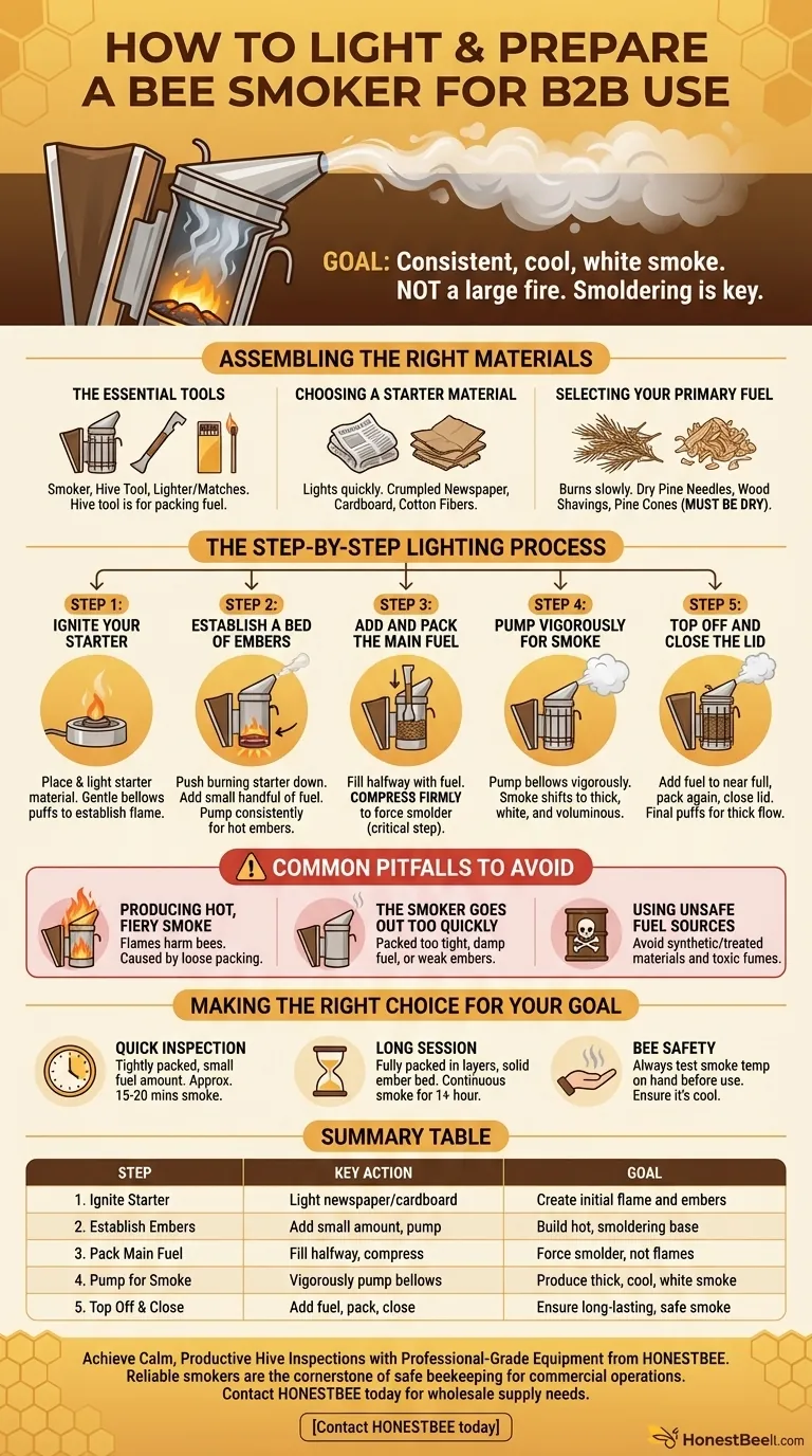 如何点燃并准备烟雾器以供使用？养蜂人的分步指南 图解指南