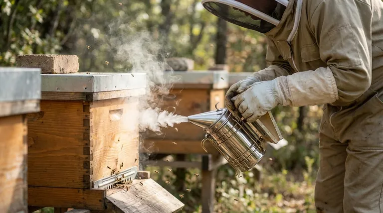 Was ist die richtige Technik, um einen Bienenstock zu räuchern? Ruhige, effektive Inspektionen des Bienenstocks meistern