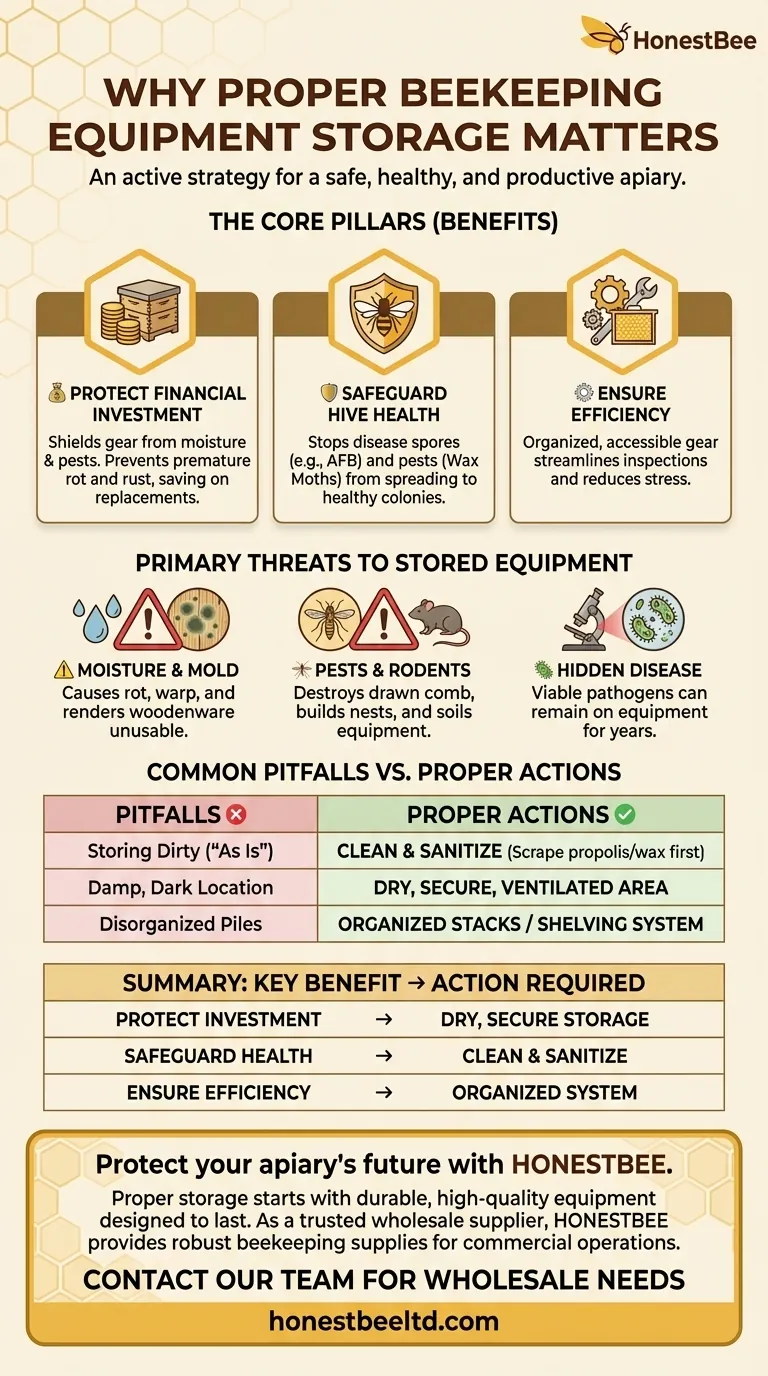 양봉 장비를 올바르게 보관하는 것이 왜 중요할까요? 귀하의 투자와 벌통 건강을 보호하세요 시각적 가이드