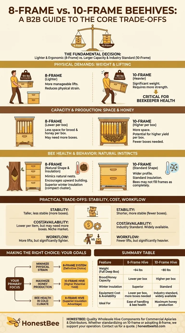 8프레임 및 10프레임 벌통 선택 시 주요 고려 사항은 무엇인가요? 벌통 선택 가이드 시각적 가이드