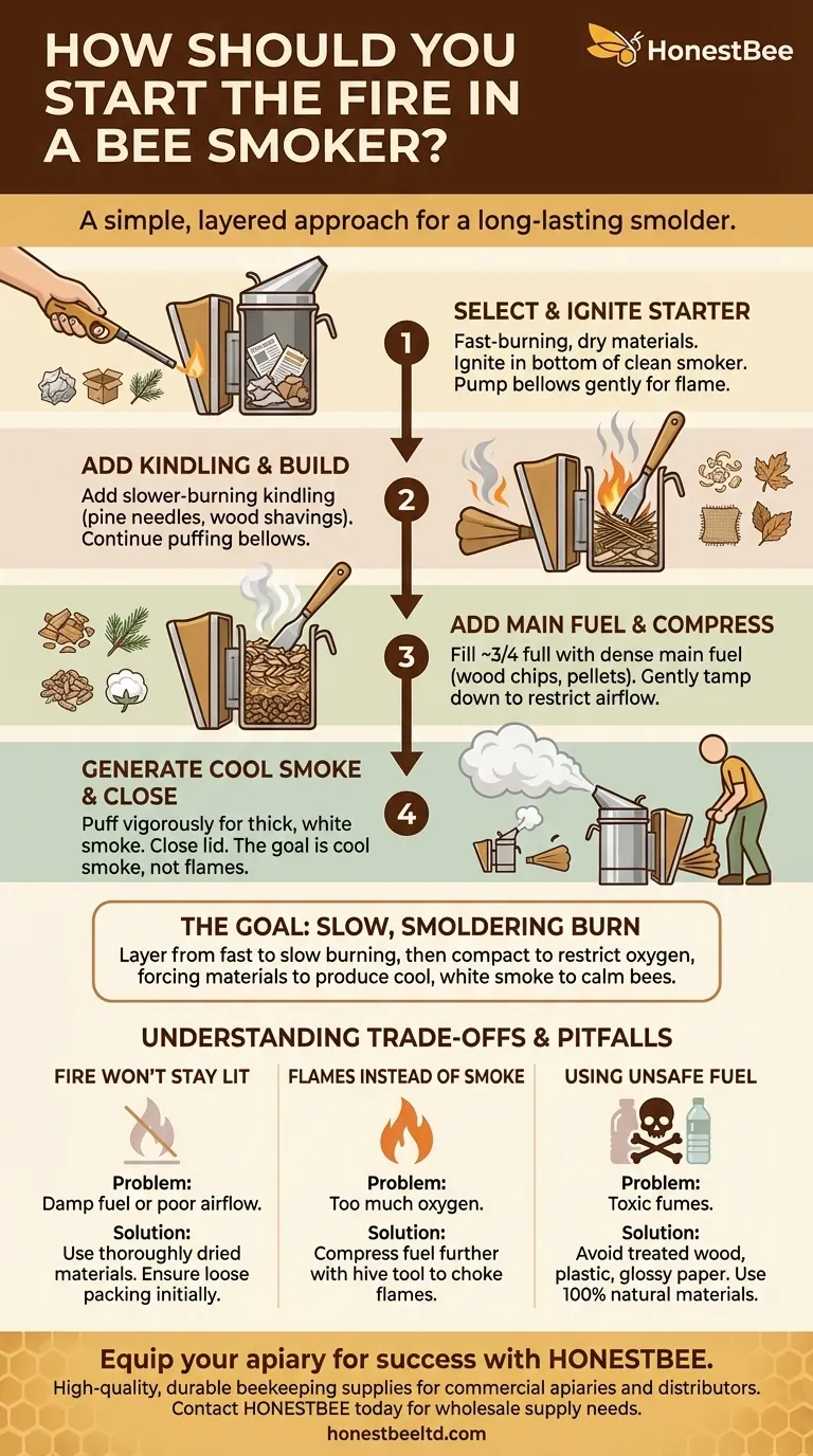 Como você deve iniciar o fogo em um defumador de abelhas? Um guia passo a passo para uma colmeia calma Guia Visual