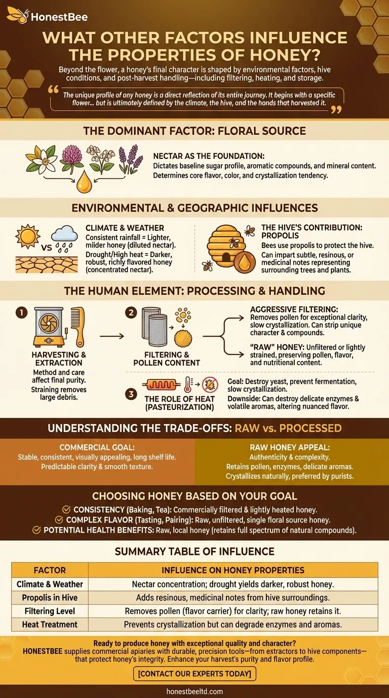 What other factors influence the properties of honey? Beyond the Flower's Nectar Visual Guide