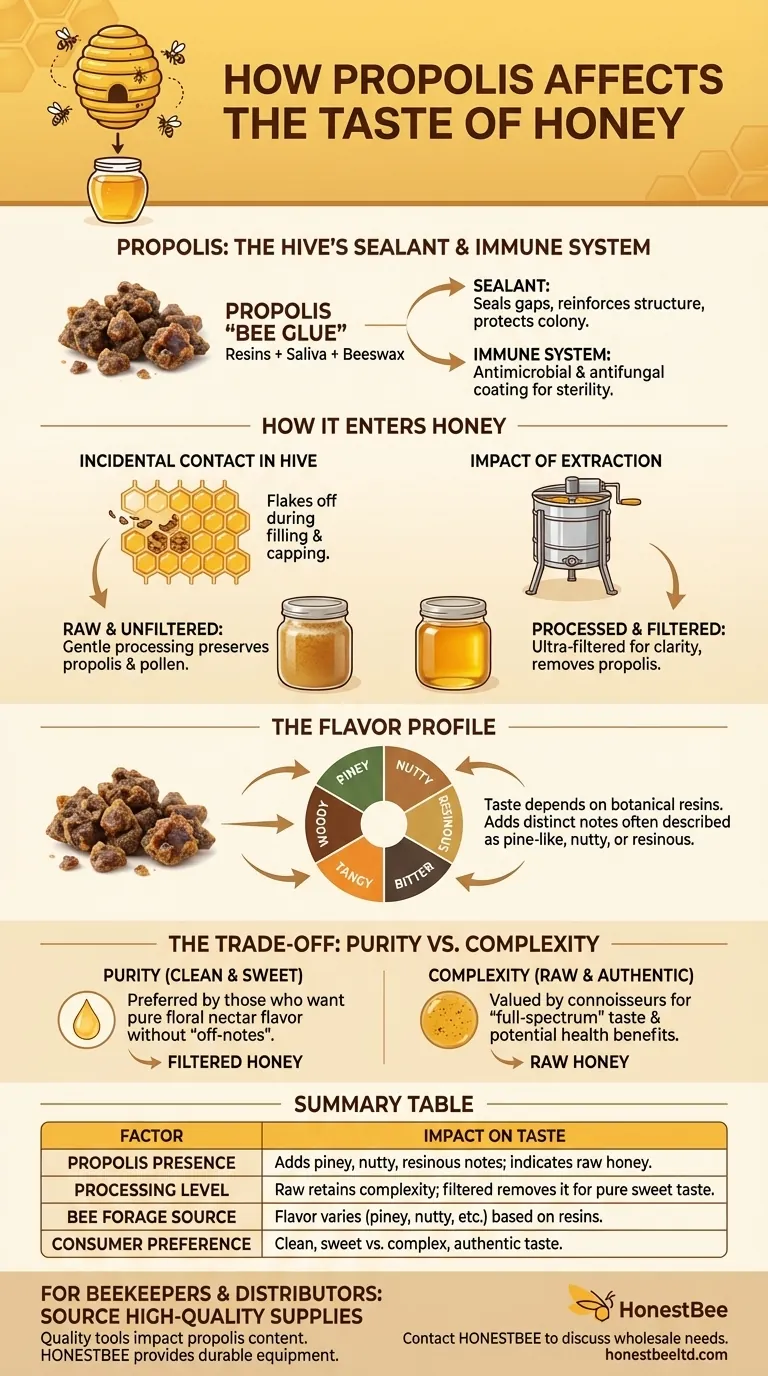 How can propolis affect the taste of honey? Discover the Complex Flavors of Raw Honey Visual Guide