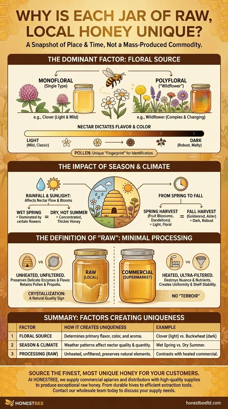 각각의 생꿀, 지역 꿀 단지가 독특한 이유는 무엇일까요? 그것은 자연 테루아르의 스냅샷입니다 시각적 가이드