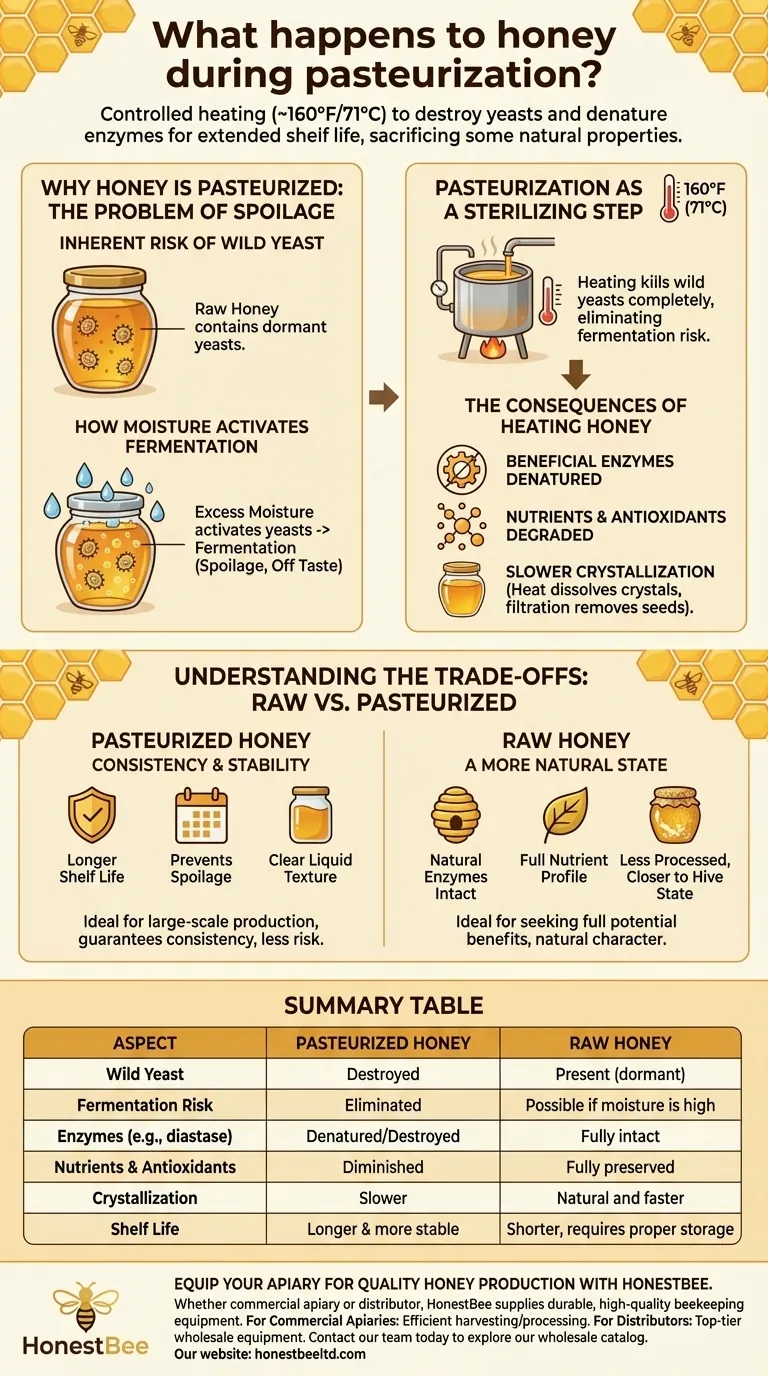 What happens to honey during pasteurization? A Trade-Off Between Stability and Nutrition Visual Guide