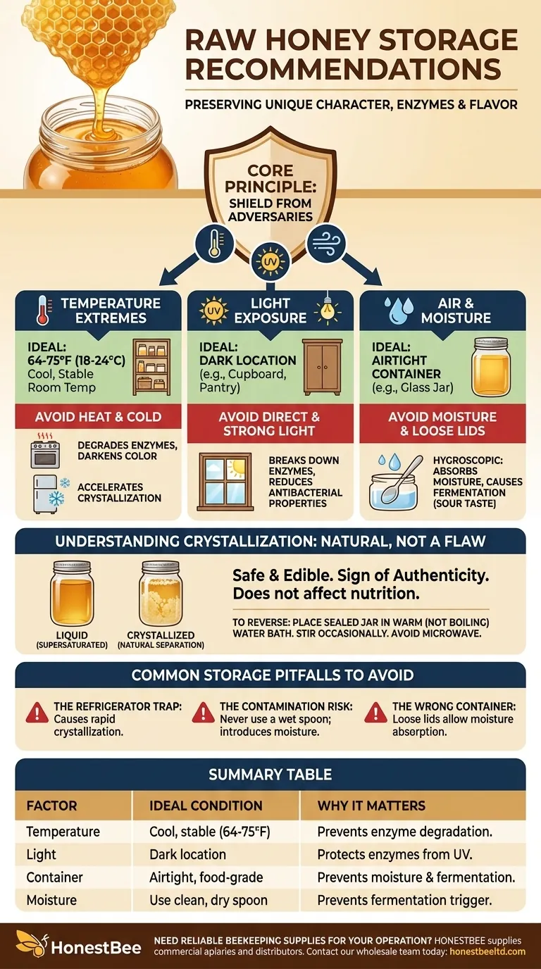 What are the storage recommendations for raw honey? Keep Your Honey Fresh & Flavorful for Years Visual Guide