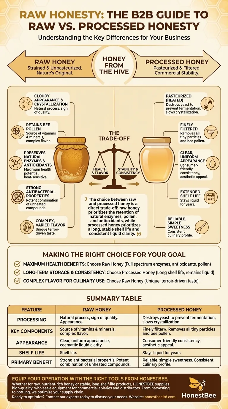 What are the key differences between raw honey and processed honey? A Guide for Beekeepers & Distributors Visual Guide