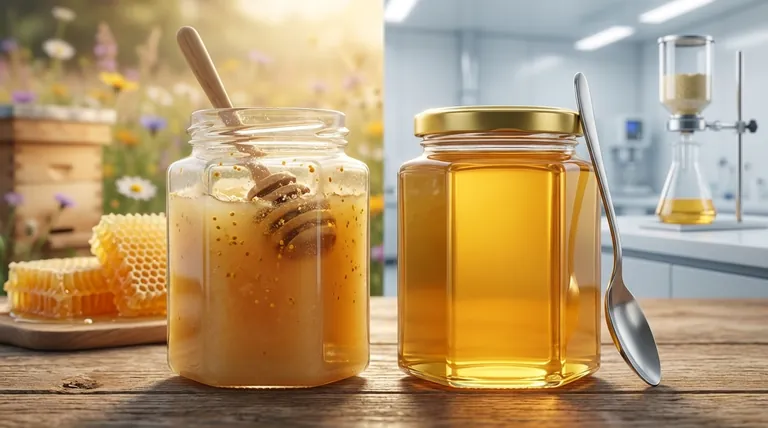 What is the main difference in appearance and shelf life between raw and processed honey? A Guide for Beekeepers