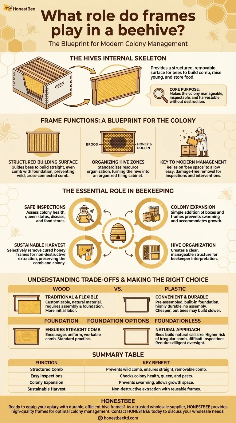 벌통에서 프레임은 어떤 역할을 할까요? 현대적이고 관리하기 쉬운 양봉의 핵심 시각적 가이드