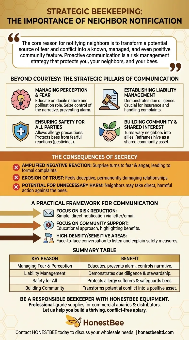 Why is it important to inform neighbors when relocating a hive? Ensure Safe & Peaceful Beekeeping Visual Guide