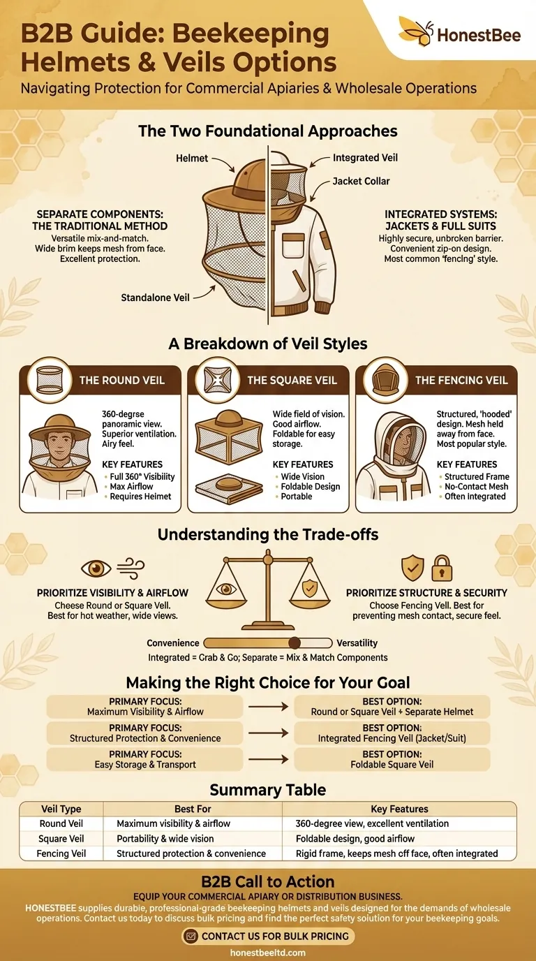 양봉용 헬멧과 베일에는 어떤 옵션이 있나요? 양봉장을 위한 올바른 보호 장비 선택 시각적 가이드