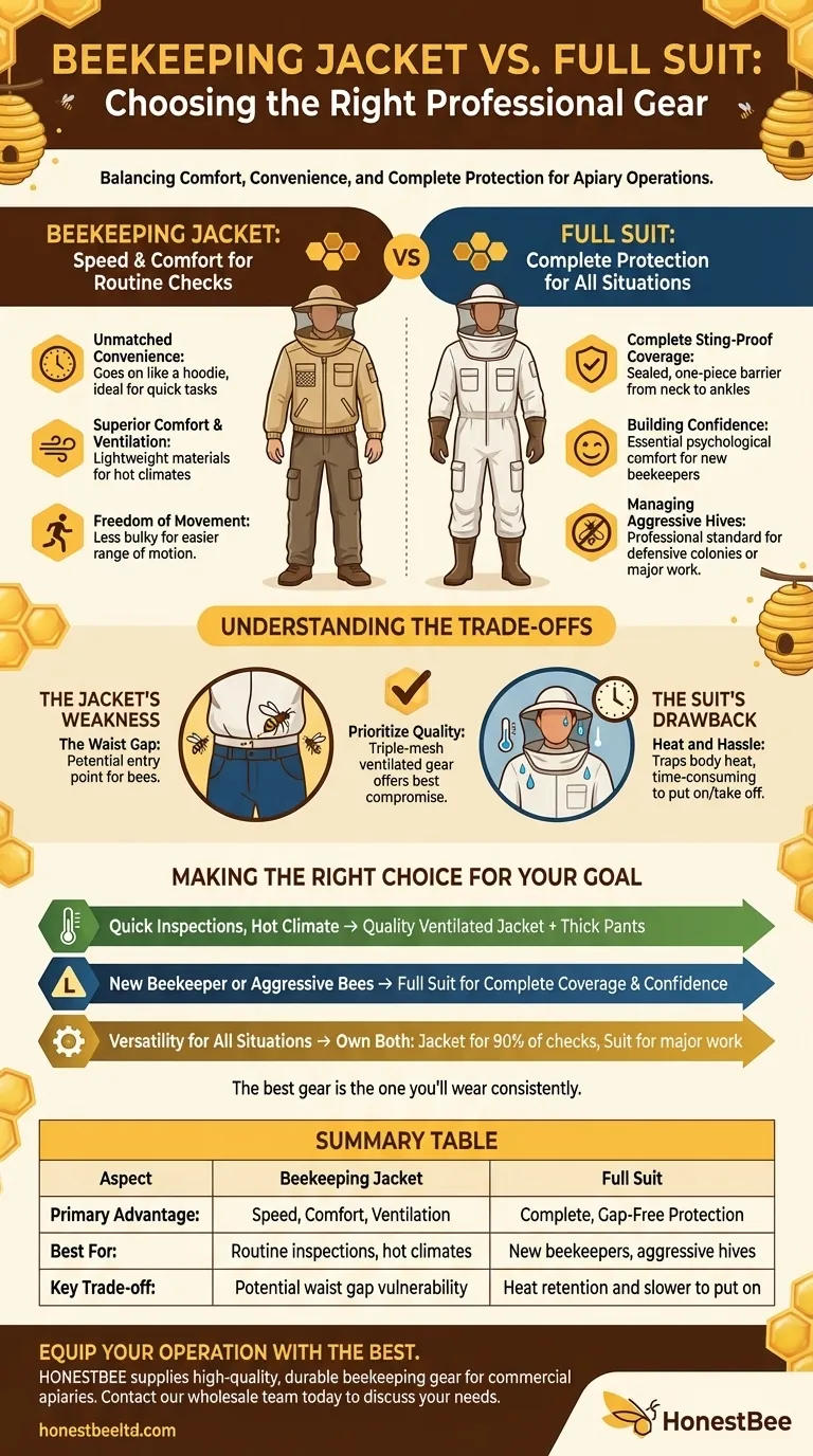 What are the advantages of using a beekeeping jacket instead of a full suit? Unlock Speed and Comfort Visual Guide