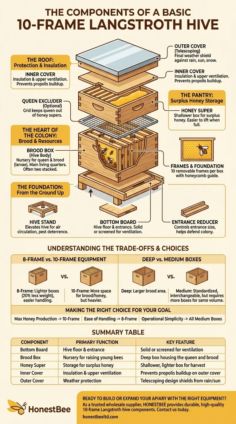 ¿Cuáles son los componentes principales de una colmena Langstroth básica de 10 cuadros? Una guía completa de la estructura de la colmena Guía Visual