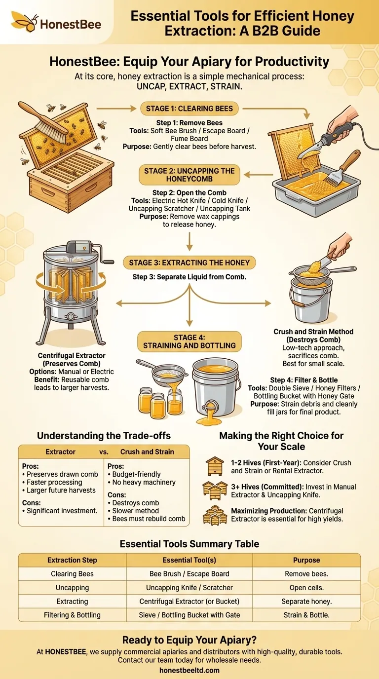 What are the essential tools needed for honey extraction? A Complete Guide for Every Beekeeper Visual Guide