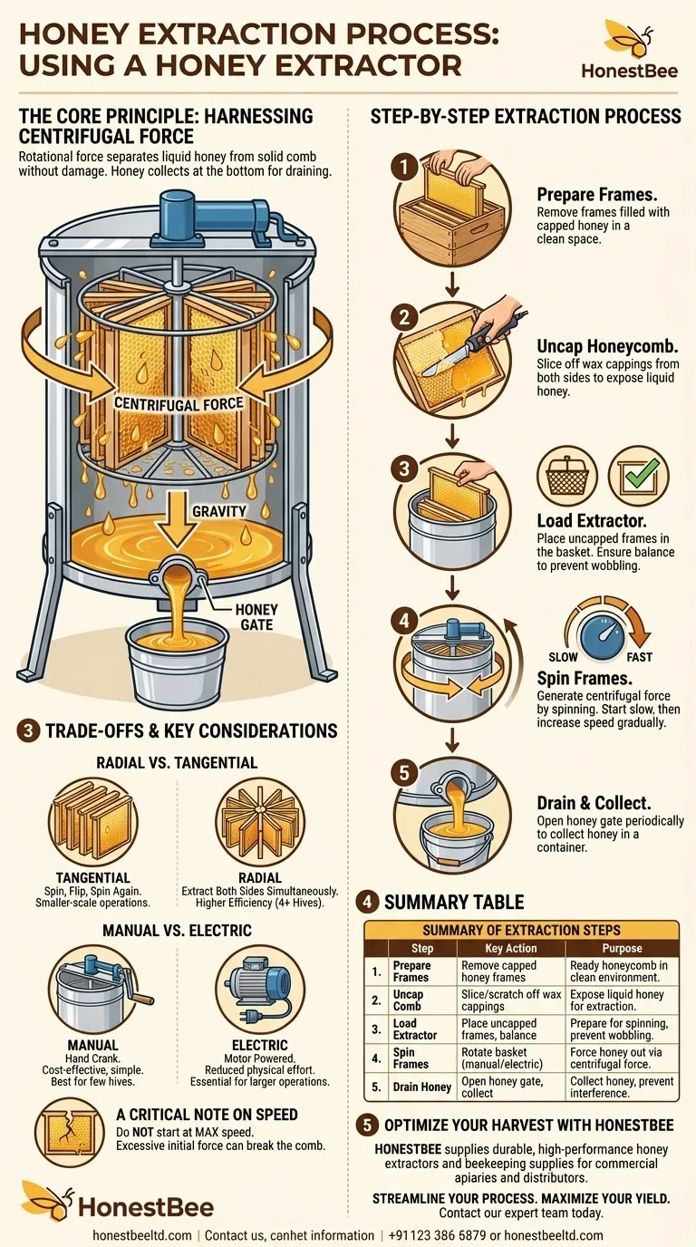 What is the process of extracting honey using a honey extractor? A Step-by-Step Guide for Beekeepers Visual Guide