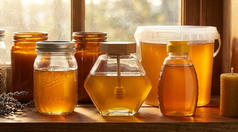 ما هي أنواع الحاويات المثالية لتخزين العسل السائل؟ حافظ على الجودة بالزجاج أو البلاستيك