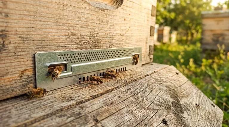 초보 양봉가에게 입구 조절기(entrance reducer)를 권장하는 이유는 무엇일까요? 새로운 벌통을 도둑벌과 해충으로부터 보호하세요