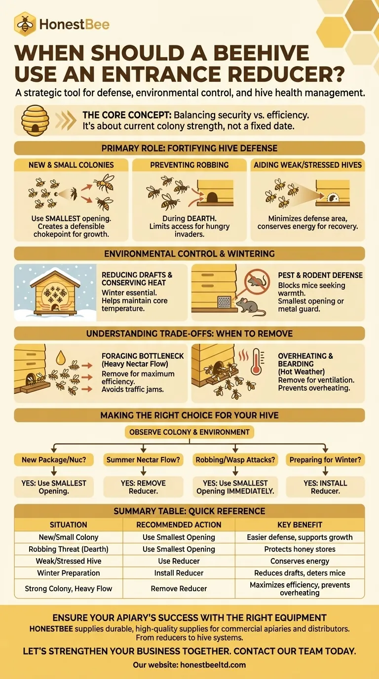 벌통에 입구 조절기(entrance reducer)를 언제 사용해야 할까요? 벌통 보안 및 건강을 위한 가이드 시각적 가이드