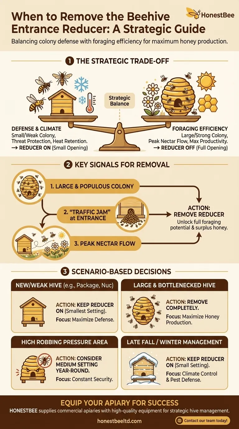 벌통 입구 축소기를 언제 제거해야 할까요? 꿀 흐름 및 벌통 건강 극대화 시각적 가이드