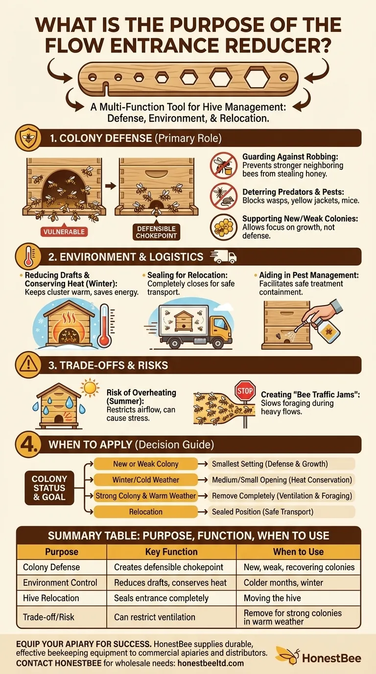 What is the purpose of the Flow Entrance Reducer? A Key Tool for Hive Defense & Management Visual Guide
