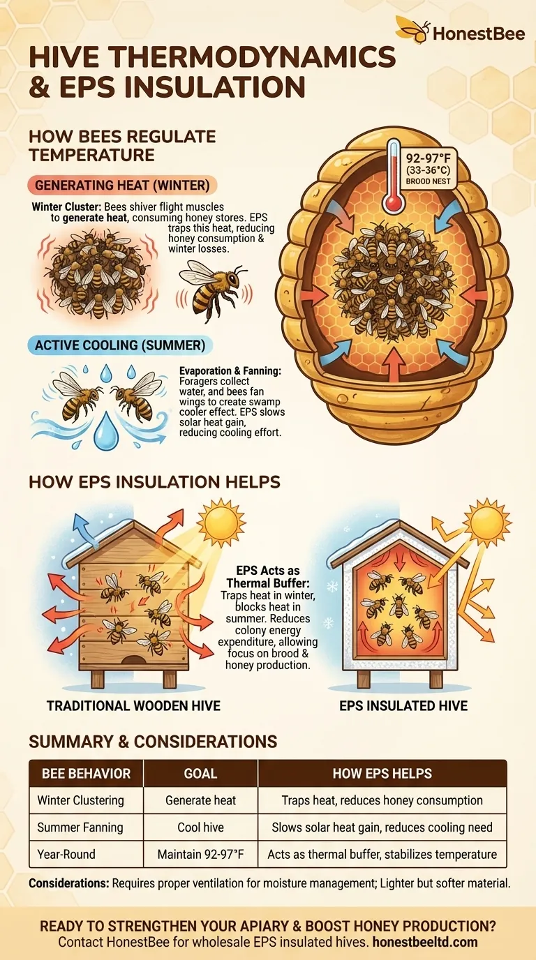 How do bees regulate temperature in hives, and how does EPS insulation help? Boost Colony Health & Honey Yields Visual Guide