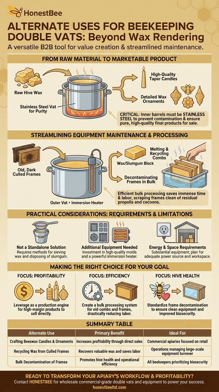 What are the alternate uses for double vats in beekeeping? Unlock Profit and Efficiency Visual Guide