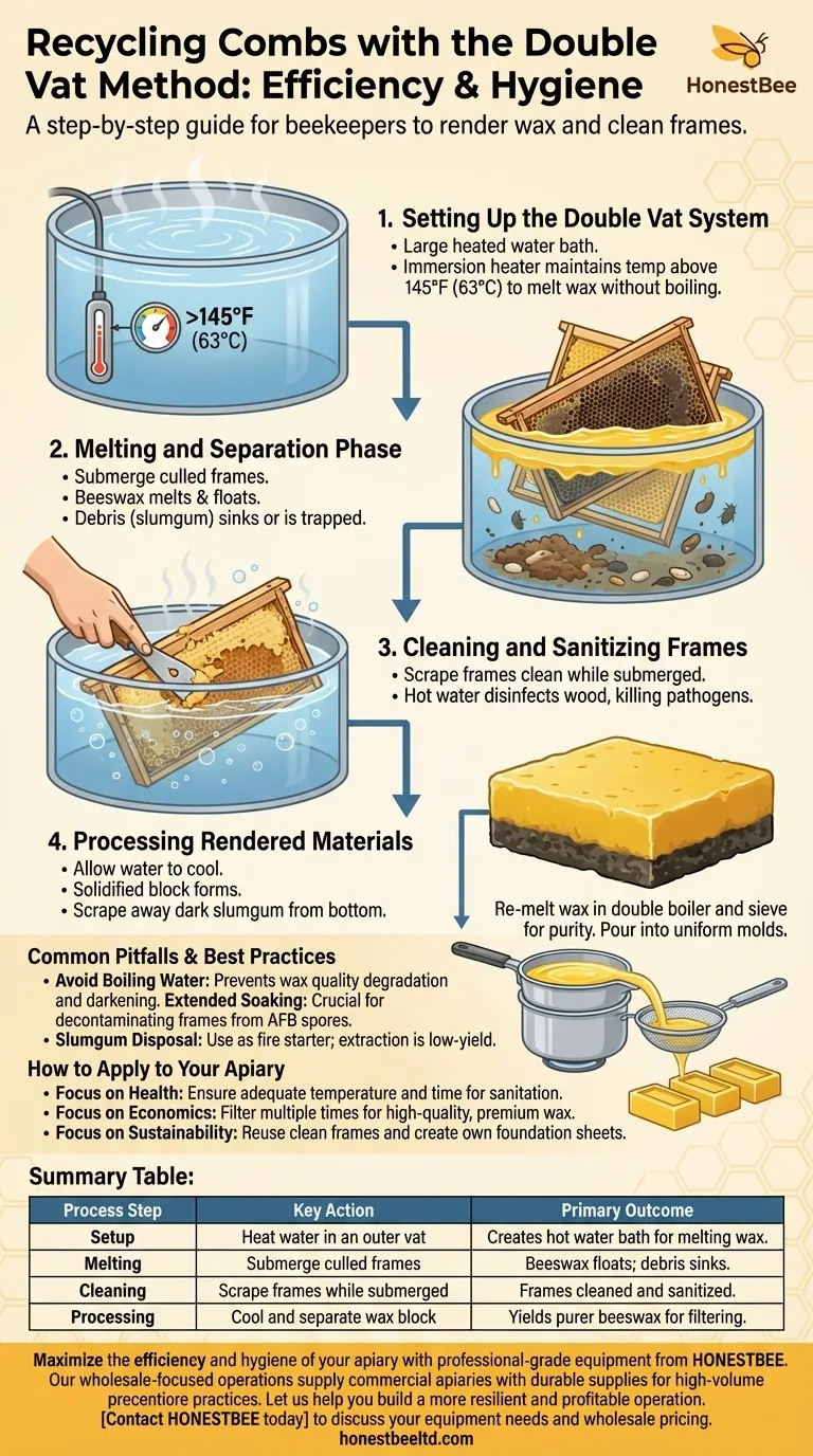 폐기된 벌집 틀에서 양봉업자는 벌집을 어떻게 재활용할 수 있을까요? 효율적인 이중 수조 방식 안내 시각적 가이드