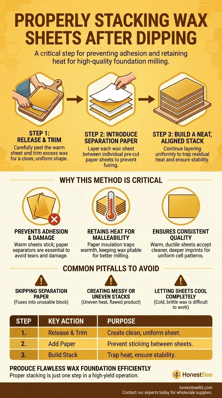 How should wax sheets be stacked after dipping? A Guide to Prevent Sticking & Ensure Quality Visual Guide
