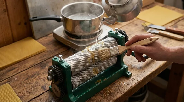 How should stuck wax on mill rollers be removed? A Gentle, Non-Damaging Cleaning Method