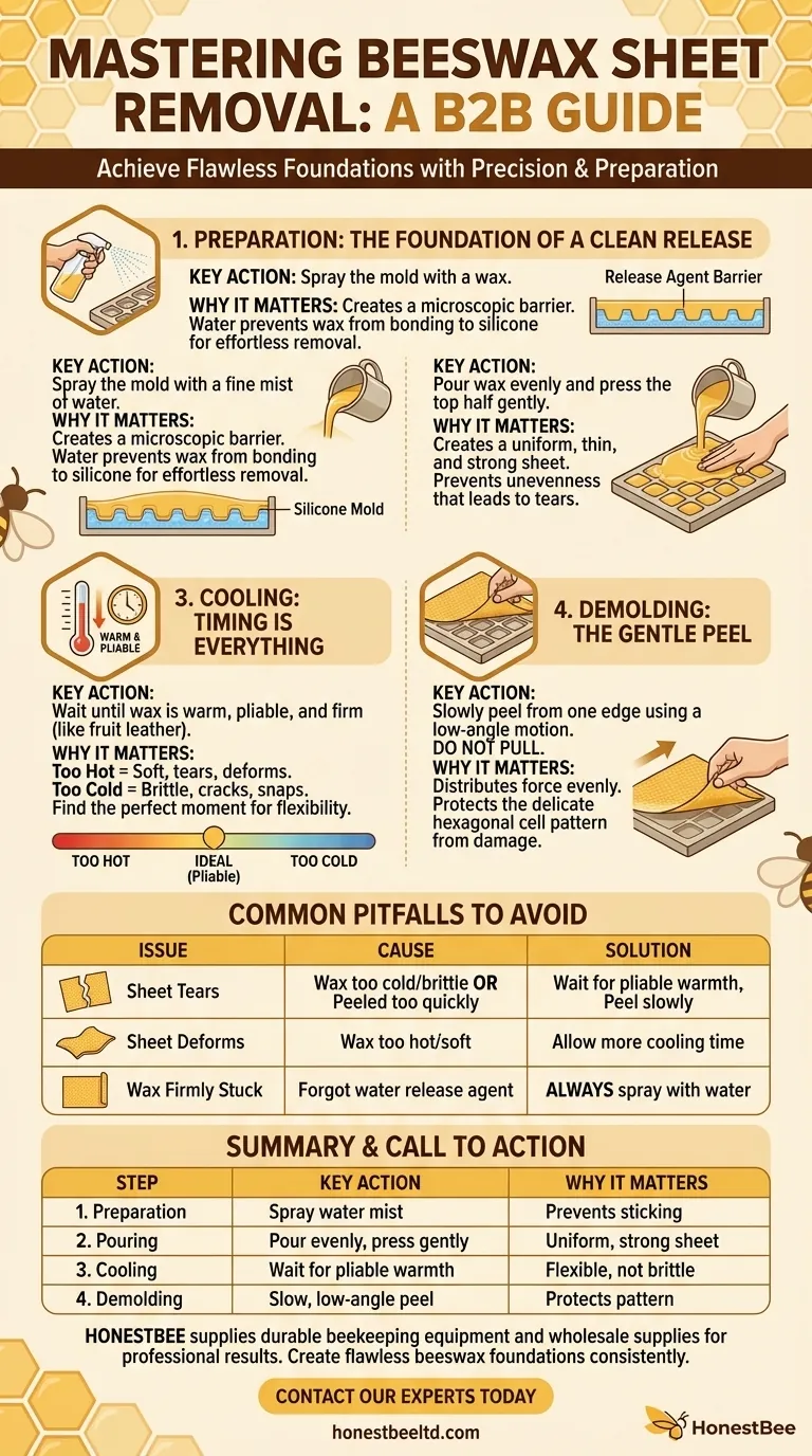 Come si rimuove il foglio di cera d'api dallo stampo in silicone? Una guida per fogli perfetti e senza strappi Guida Visiva