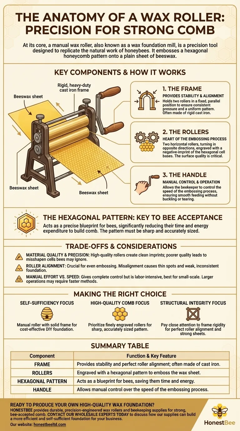 What are the key components of a wax roller? Build Perfect Foundation for Your Hives Visual Guide