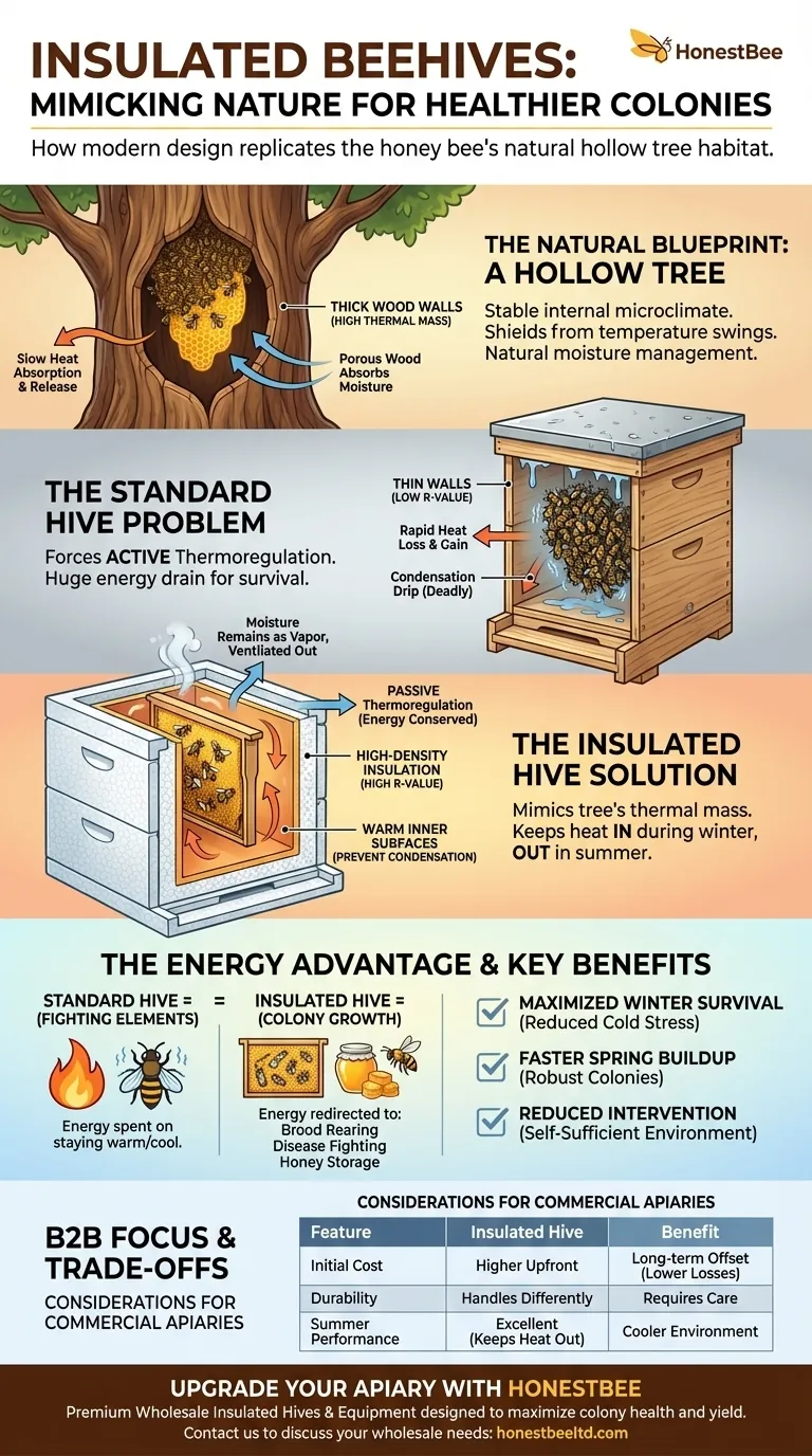 How do insulated beehives mimic natural conditions for honey bees? Boost Colony Health & Honey Production Visual Guide
