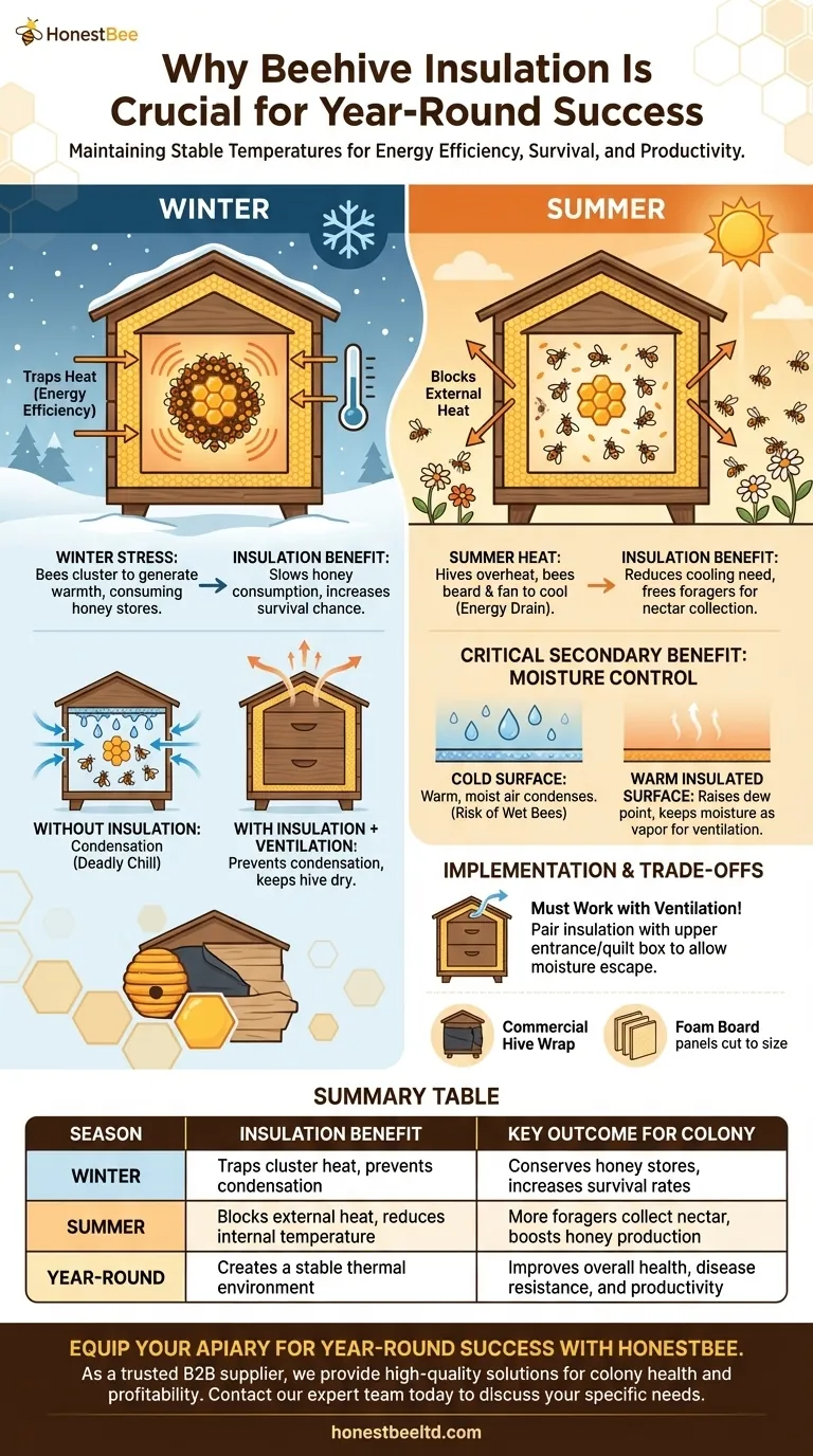 Why is insulation important for beehives in both winter and summer? Boost Colony Health & Honey Yield Visual Guide