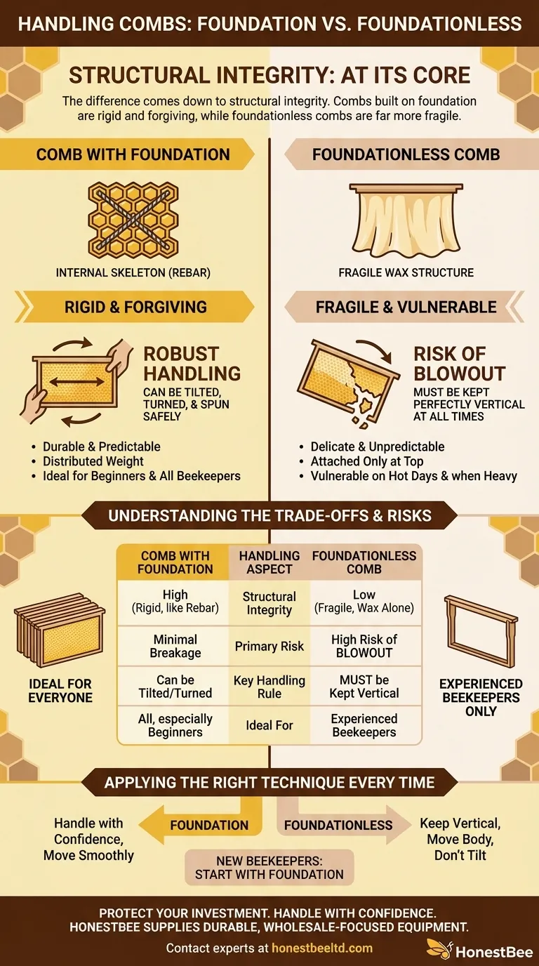 What is the difference in handling combs with and without foundation? A Guide to Prevent Comb Collapse Visual Guide