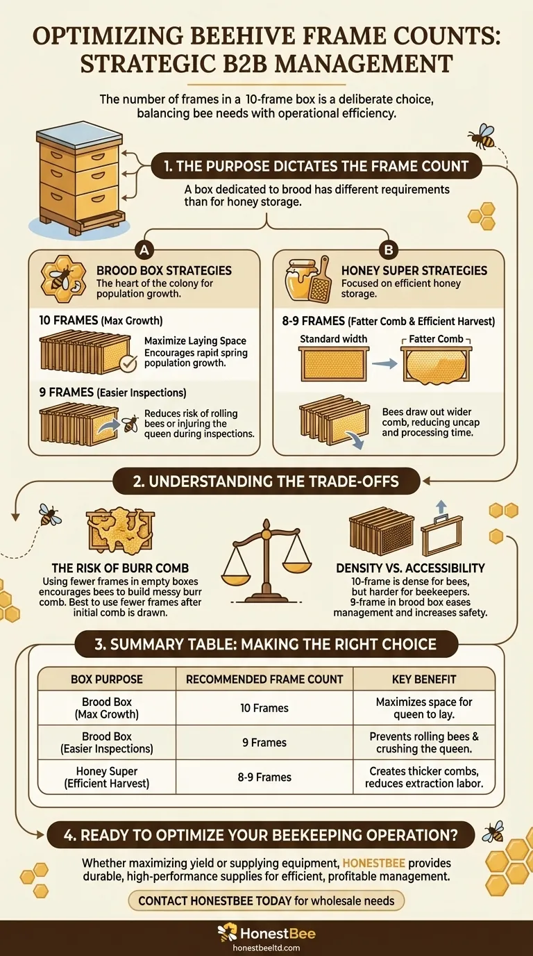 How many frames should be placed in a 10-frame box? Optimize Your Hive for Growth & Harvest Visual Guide