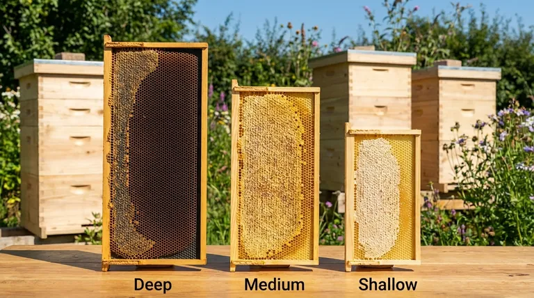 벌통에 사용할 수 있는 다양한 프레임 크기는 무엇인가요? 딥, 미디엄, 샬로우 프레임 가이드