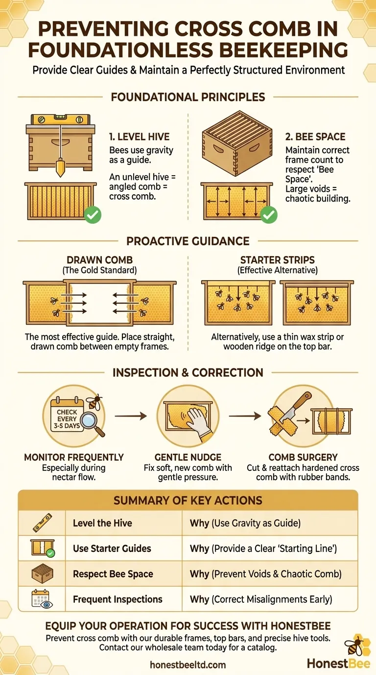 ما هي الخطوات اللازمة لمنع بناء الشمع المتقاطع في تربية النحل بدون أساسات؟ دليل للحصول على شمع مثالي دليل مرئي