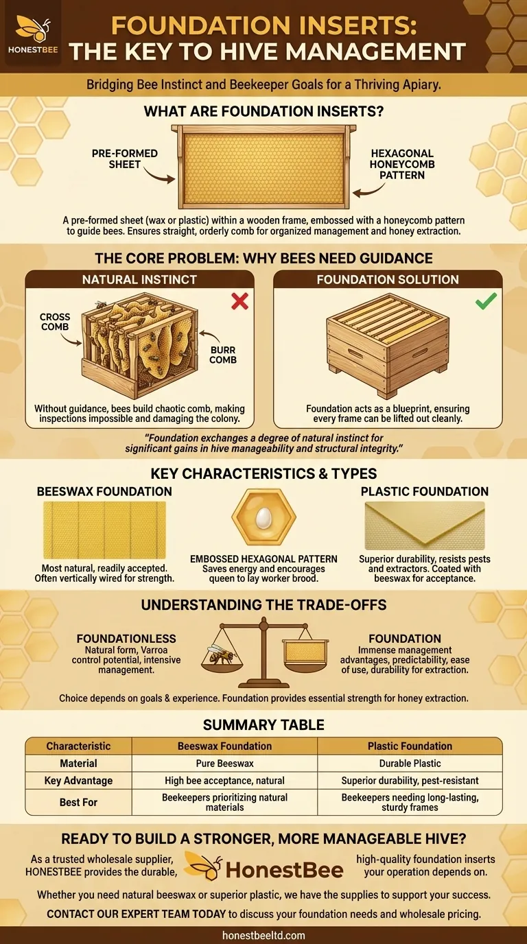 What are foundation inserts and what is their purpose? A Guide to Strong, Manageable Hives Visual Guide
