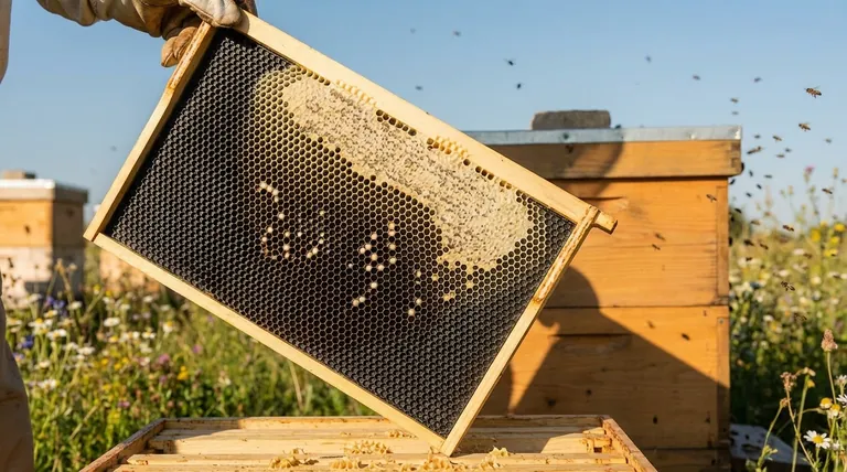 검은색 플라스틱 소광(foundation)을 사용할 때의 장점은 무엇인가요? 벌통 검사 효율성 및 내구성 향상