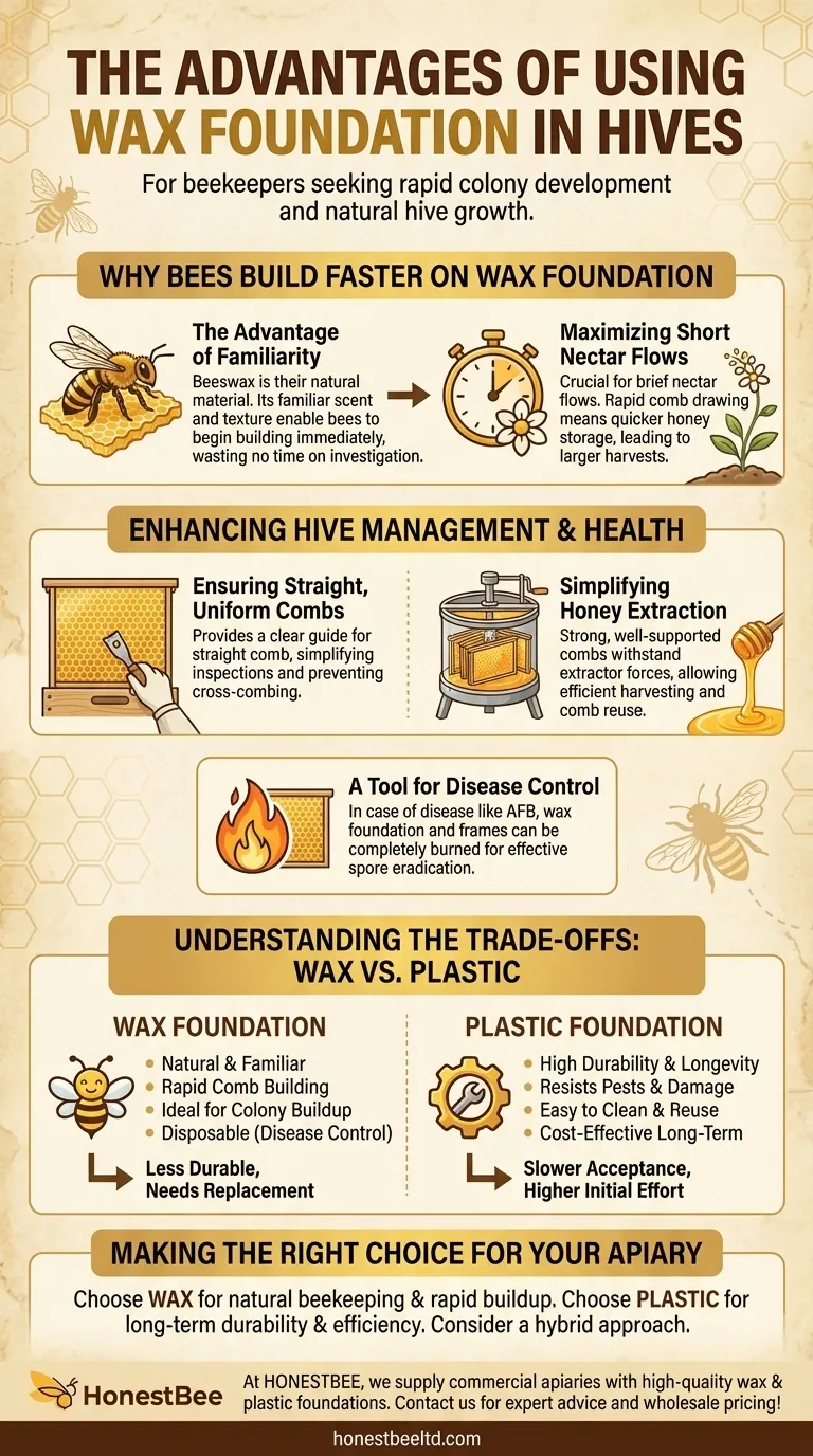 What are the advantages of using wax foundation in hives? Boost Colony Buildup & Honey Harvests Visual Guide