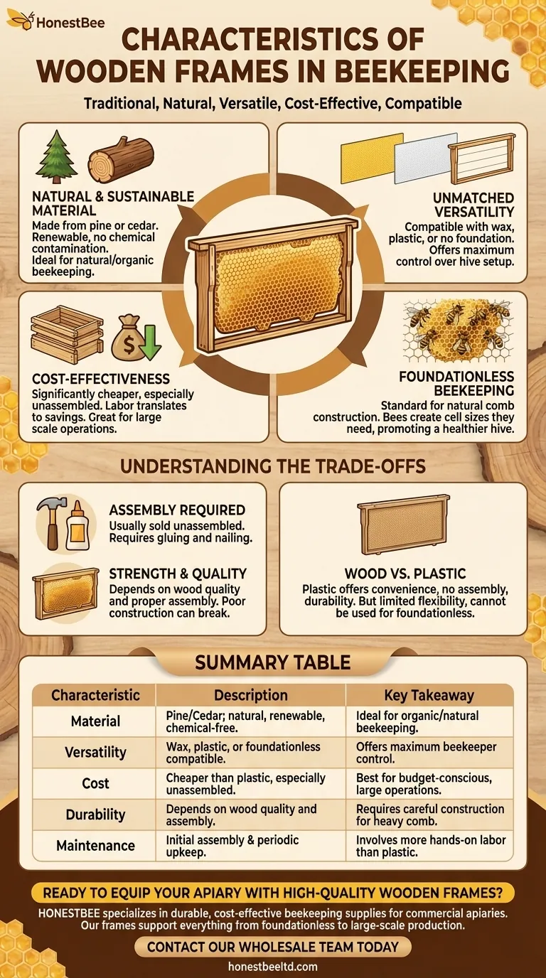 What are the characteristics of wooden frames in beekeeping? Unlock Natural Flexibility & Cost-Effectiveness Visual Guide