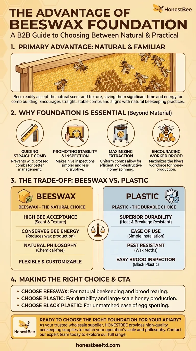 What is the advantage of using beeswax foundation in beekeeping? Boost Hive Health Naturally Visual Guide