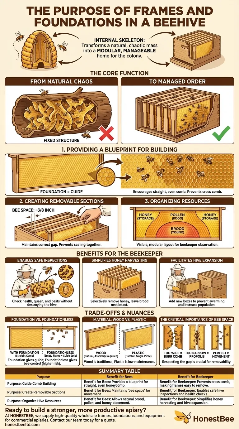 벌통에서 프레임과 기초판의 목적은 무엇인가요? 건강하고 관리하기 쉬운 벌통 달성하기 시각적 가이드