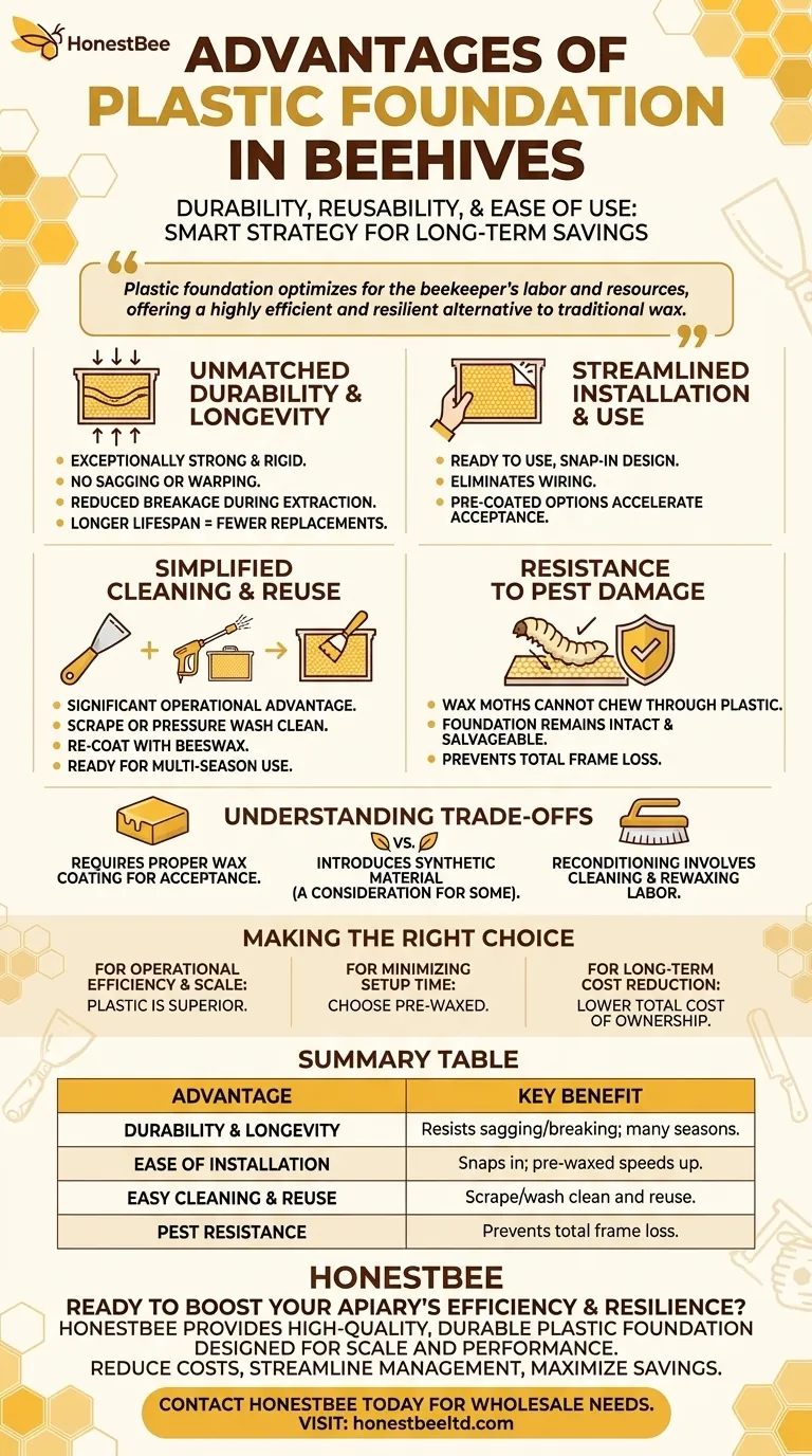 What are the advantages of using plastic foundation in beehives? Save Time and Money with Durable Hive Equipment Visual Guide