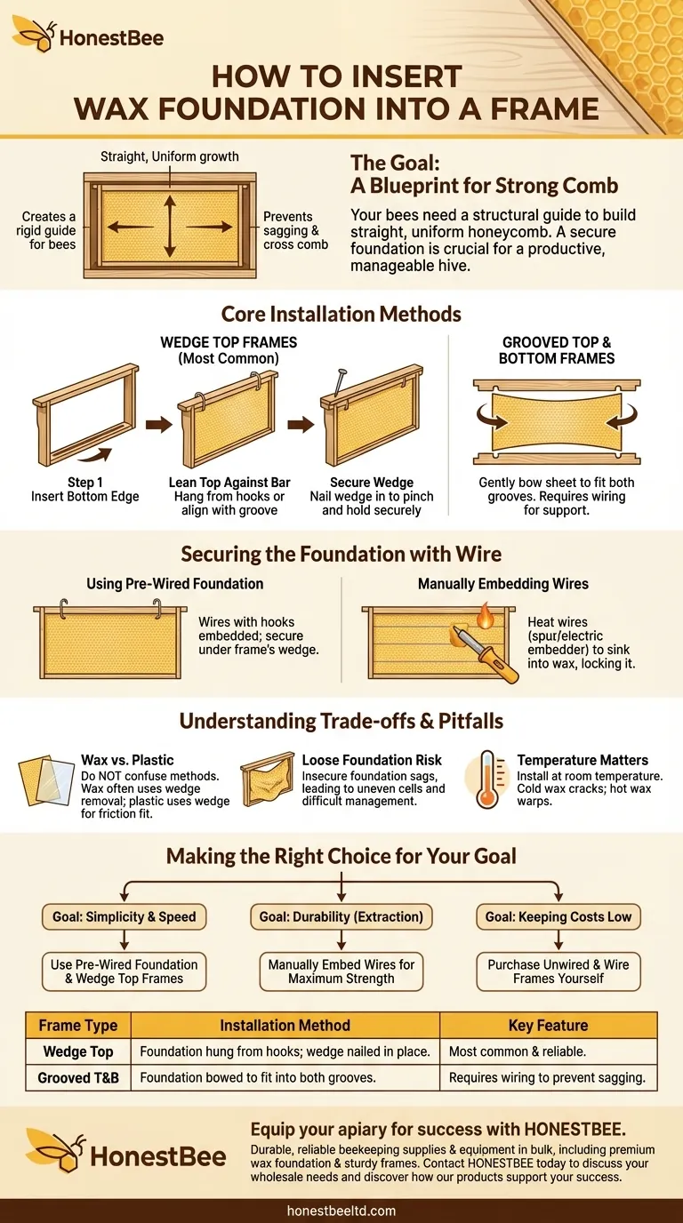 How is wax foundation inserted into a frame? A Step-by-Step Guide for Strong, Straight Comb Visual Guide